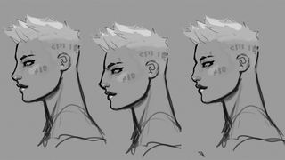 The art of Wayfinder; head shots of a video game character