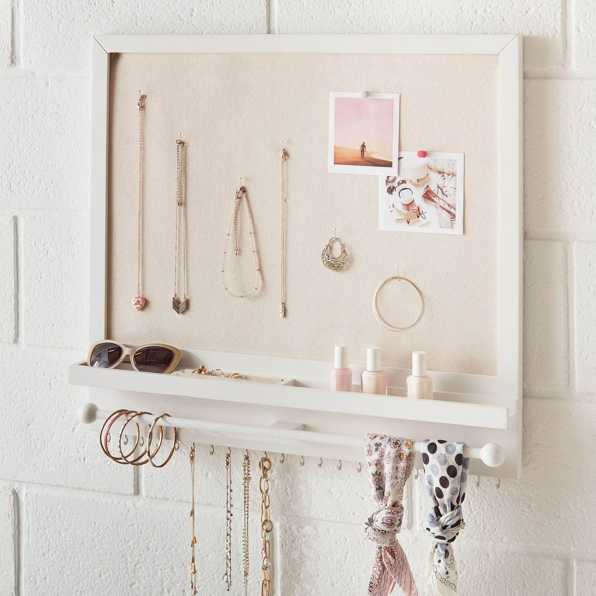 a wall hanging jewelry organizer
