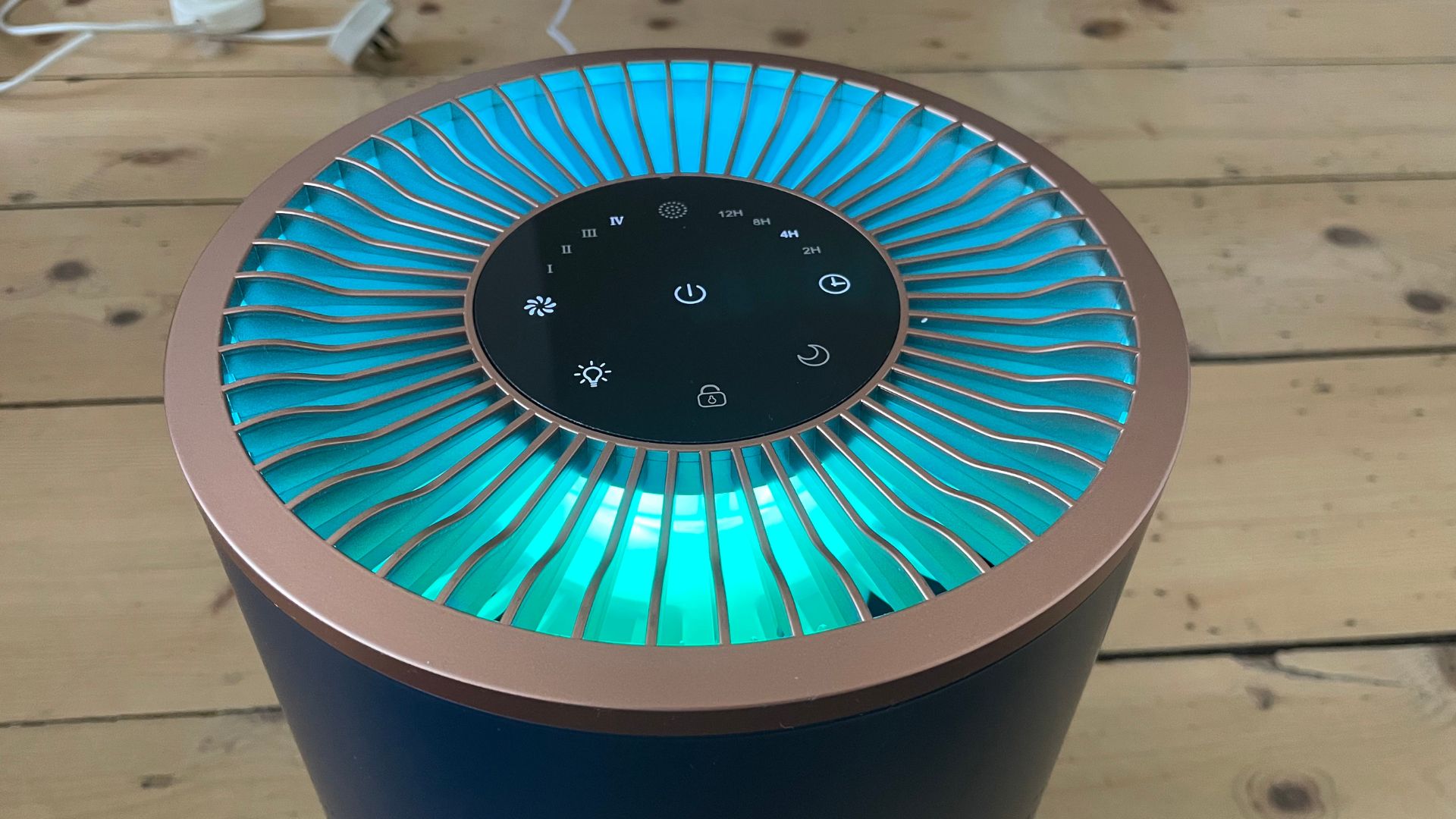 Tower Air Purifier lit up green