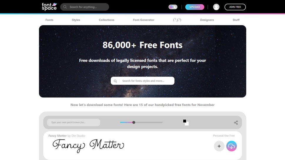 Website screenshot for FontSpace