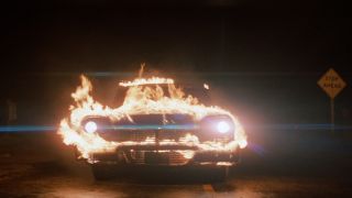 Christine on fire in John Carpenter's Christine