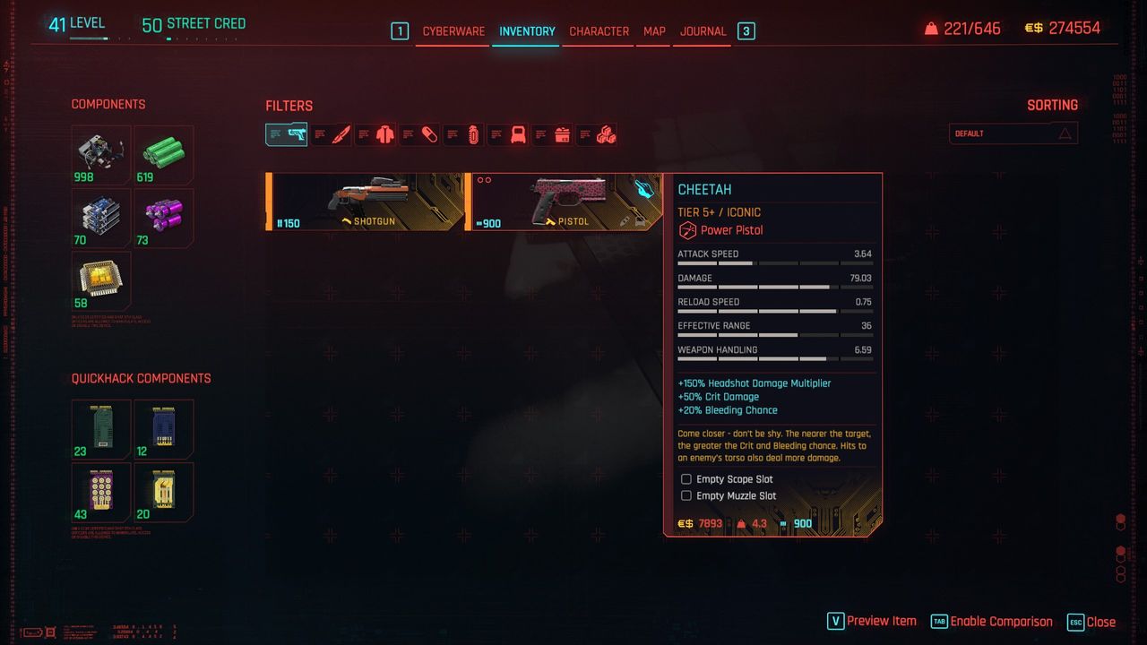 Cyberpunk 2077 Phantom Liberty Iconic weapons - Cheetah