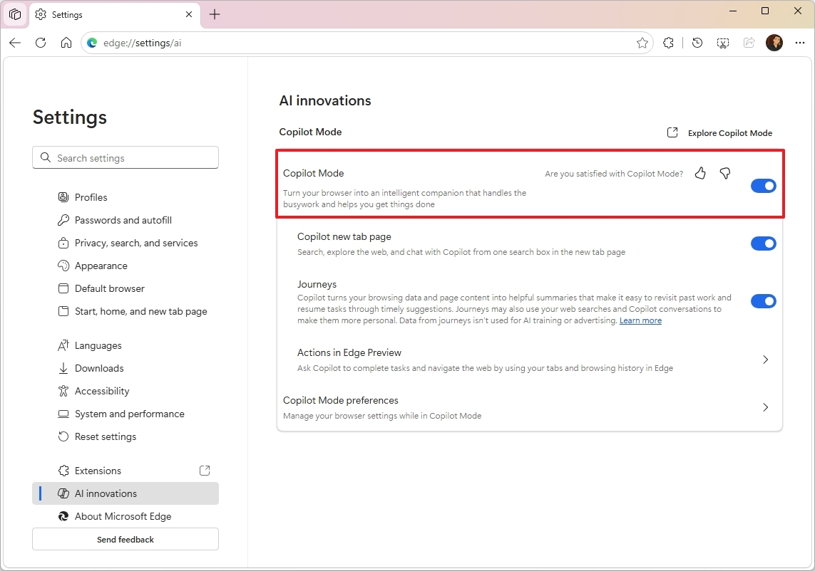 Edge with Copilot Mode