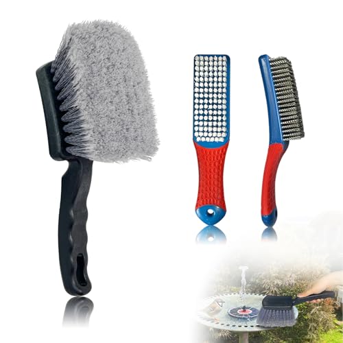 3 Pcs Brush for Cleaning Bird Bath With Ergonomic Handle, Effective Cleaning Brush for Concrete Bird Bath,feeders