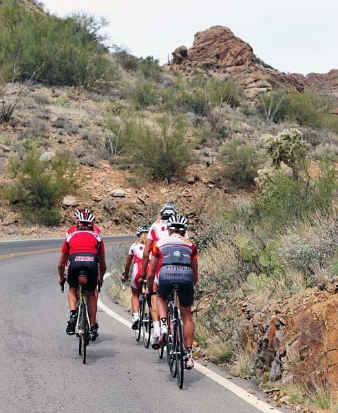 The group nears the summit of Gates Pass.