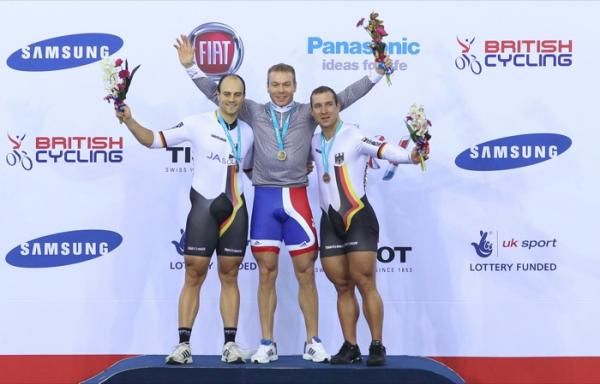 Sprint podium Levy, Hoy and Forstemann