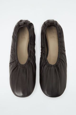 The Ruched Leather Ballet Flats