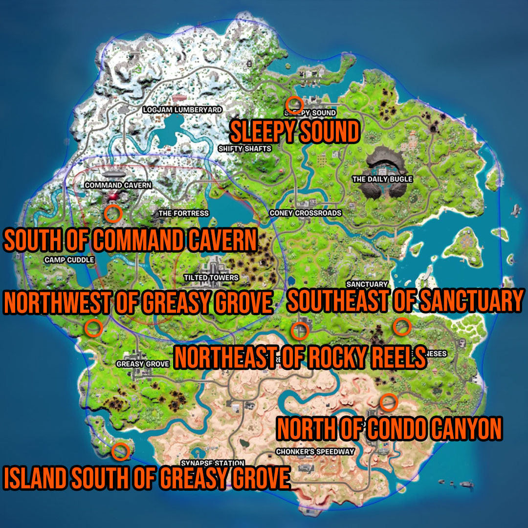 Fortnite Level Up Tokens Week 2 locations map
