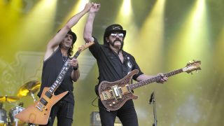 Phil Campbell and Lemmy Kilmister (R) of Motorhead perform live on stage at Sonisphere Festival on July 10, 2011.