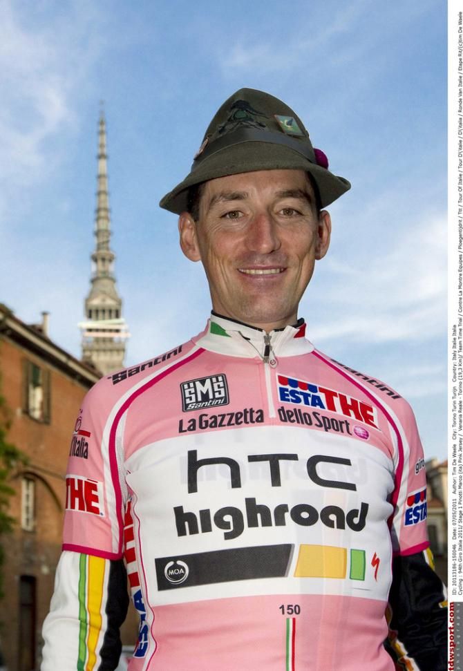 Marco Pinotti wore the first maglia rosa of the 2011 Giro which celebrated the 150th anniversary of Italy