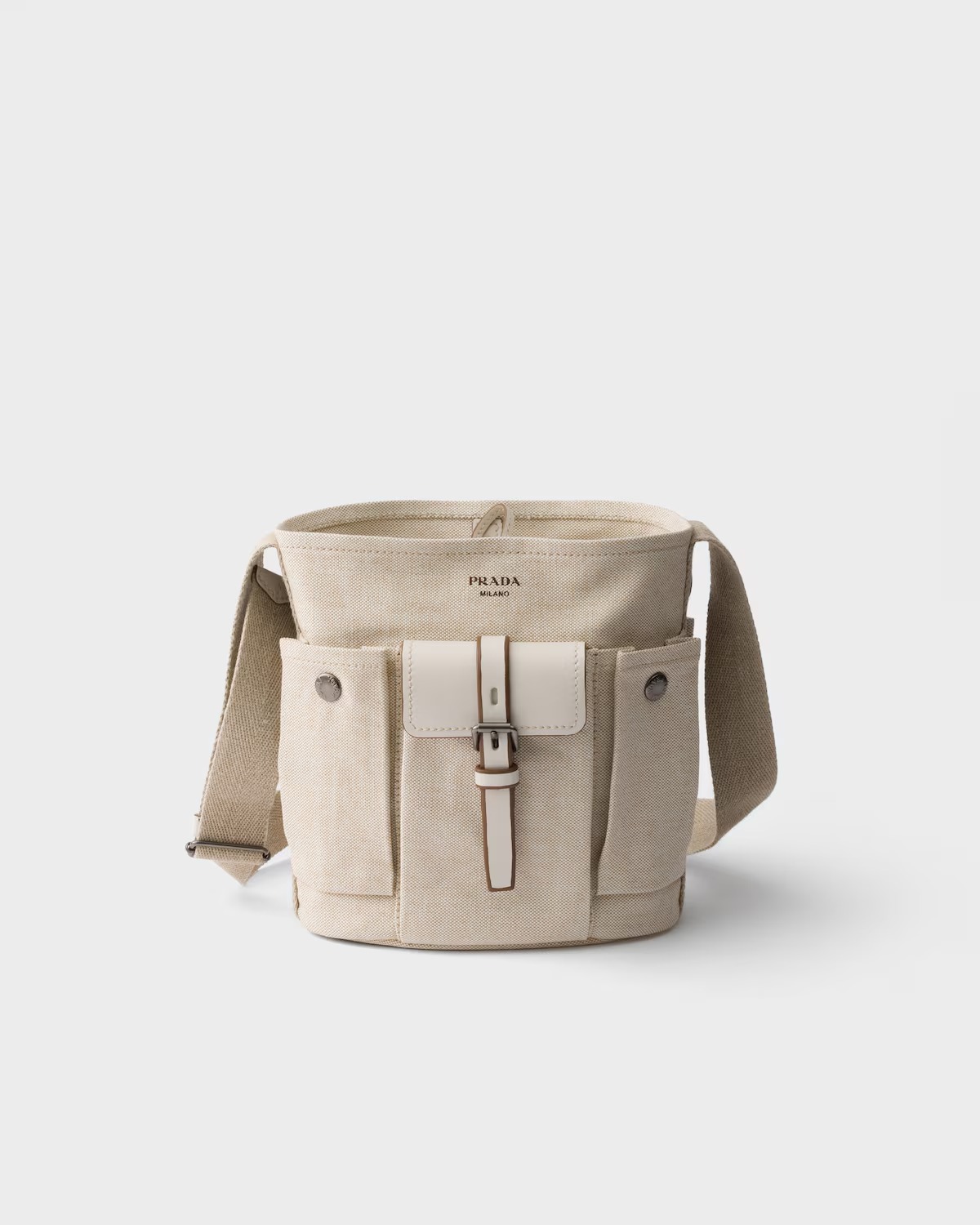 Prada, Route Mini Canvas and Leather Bucket Bag