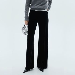 Wide leg velvet trousers from Mango