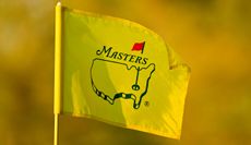 The Masters flag flutters in the wind