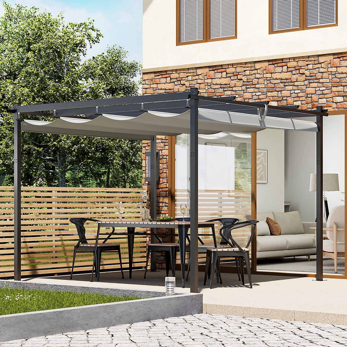 VonHaus Pergola with Retractable Roof