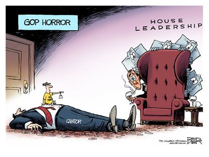 Political cartoon Cantor Tea Party House