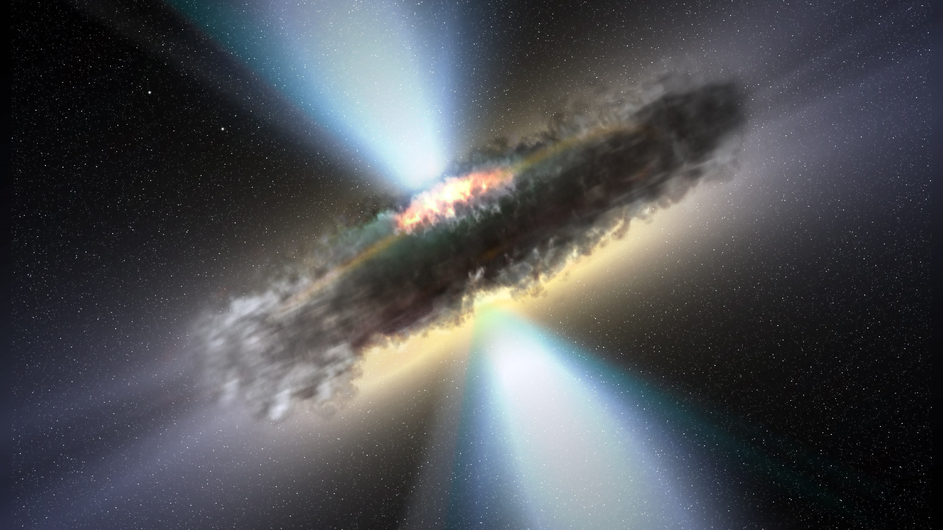 Star-birthing galaxies can hide supermassive black holes behind walls of dust Space