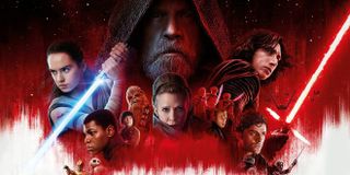 Star Wars: The Last Jedi Luke looms over the rest of the cast in red