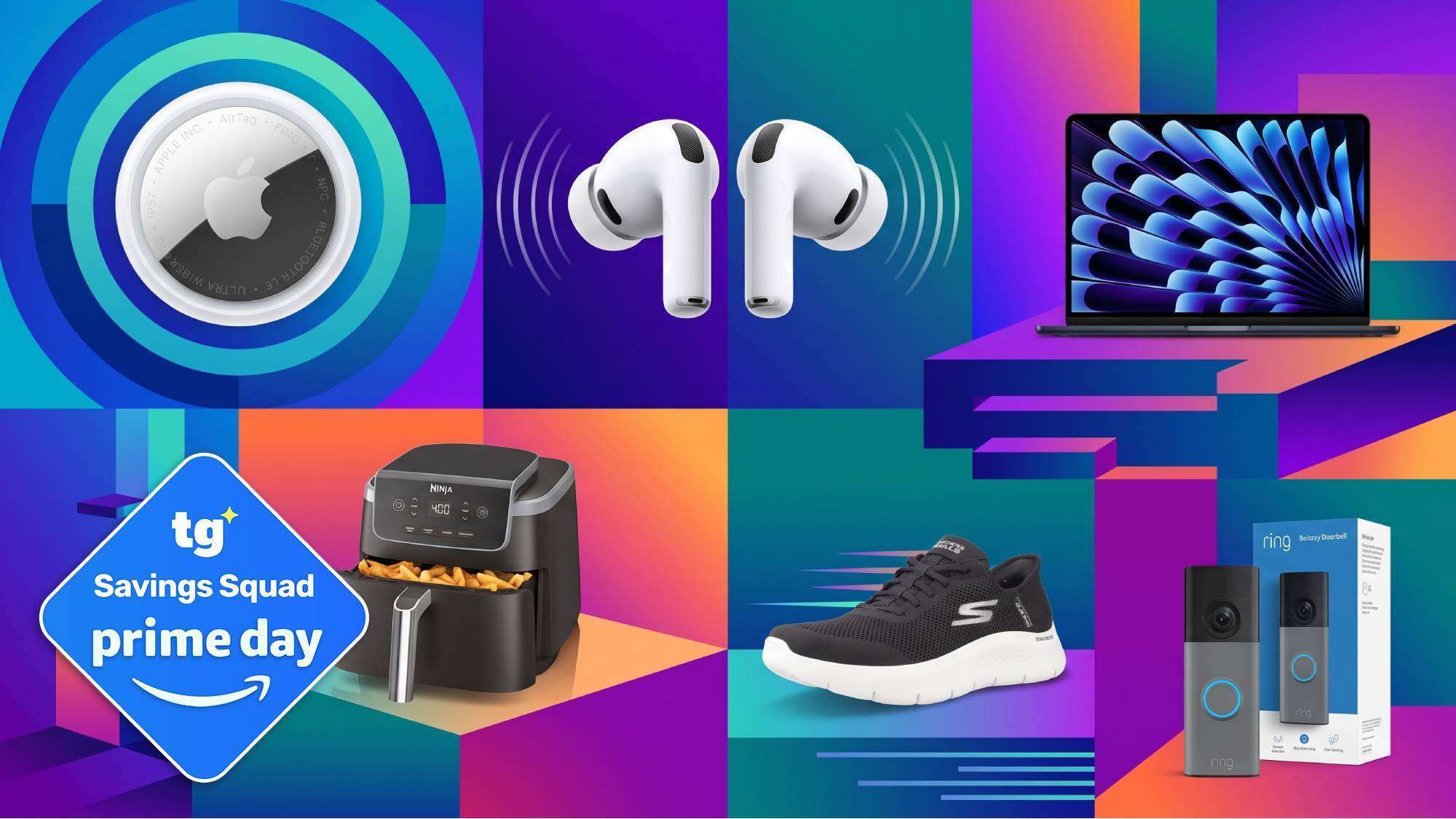 A selection of products on a colorful background