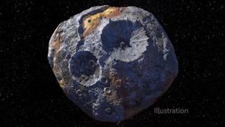 Artist's illustration of the metallic asteroid Psyche.