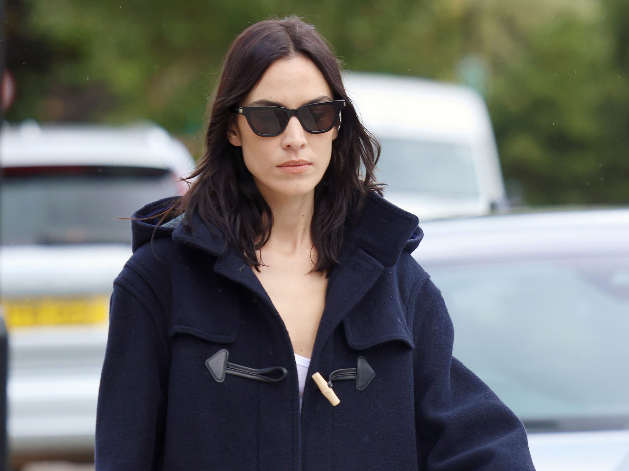 Alexa Chung wears a duffle coat