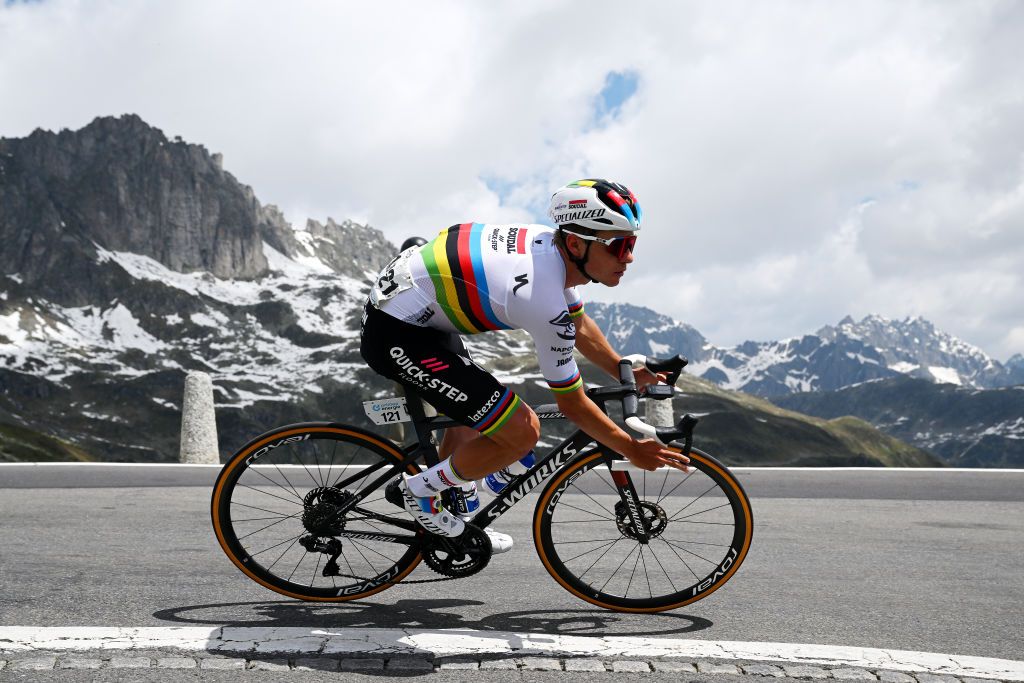 Remco Evenepoel racing stage 5 at the Tour de Suisse