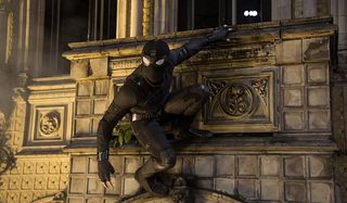 Stealth Spider-Man clinging to a wall