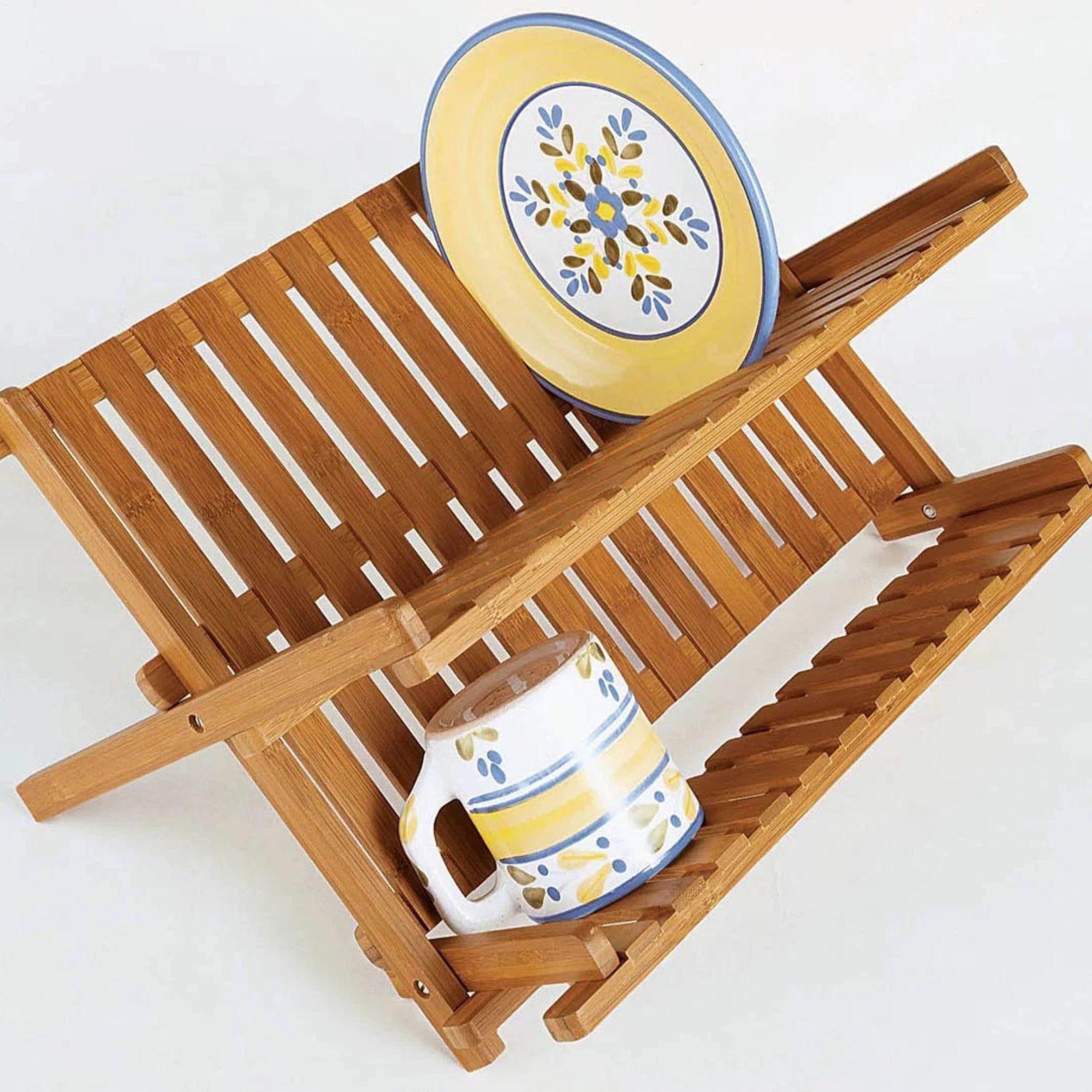 Adjustable Bamboo Two Tier Dish Rack