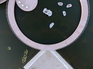 Aerial of pond at Art Pavilion M