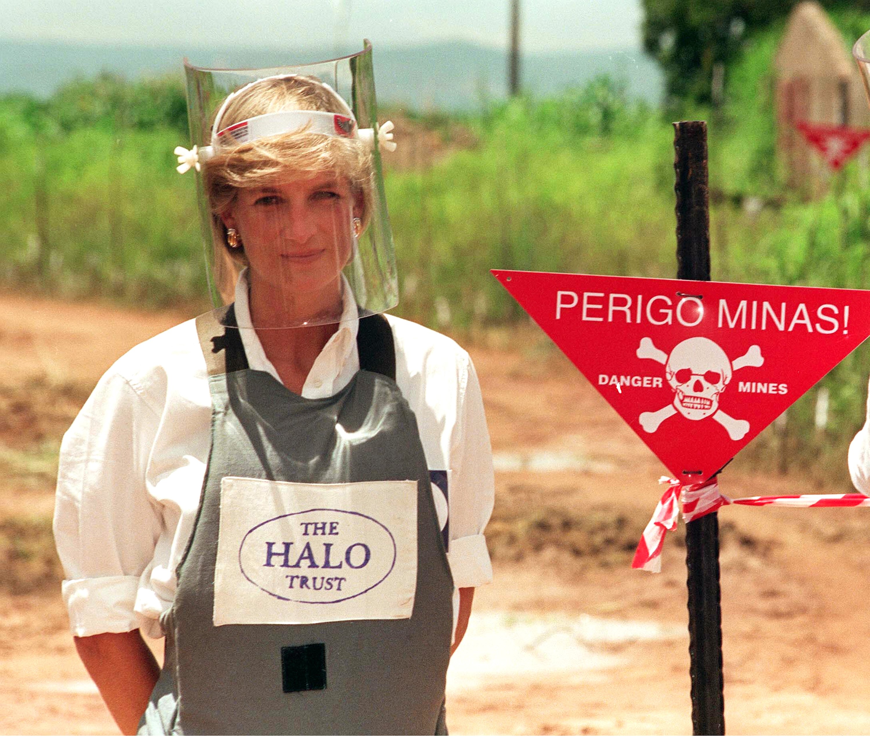 Princess Diana walking through a minefield