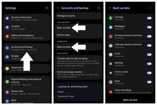 Backup accounts on a Samsung phone