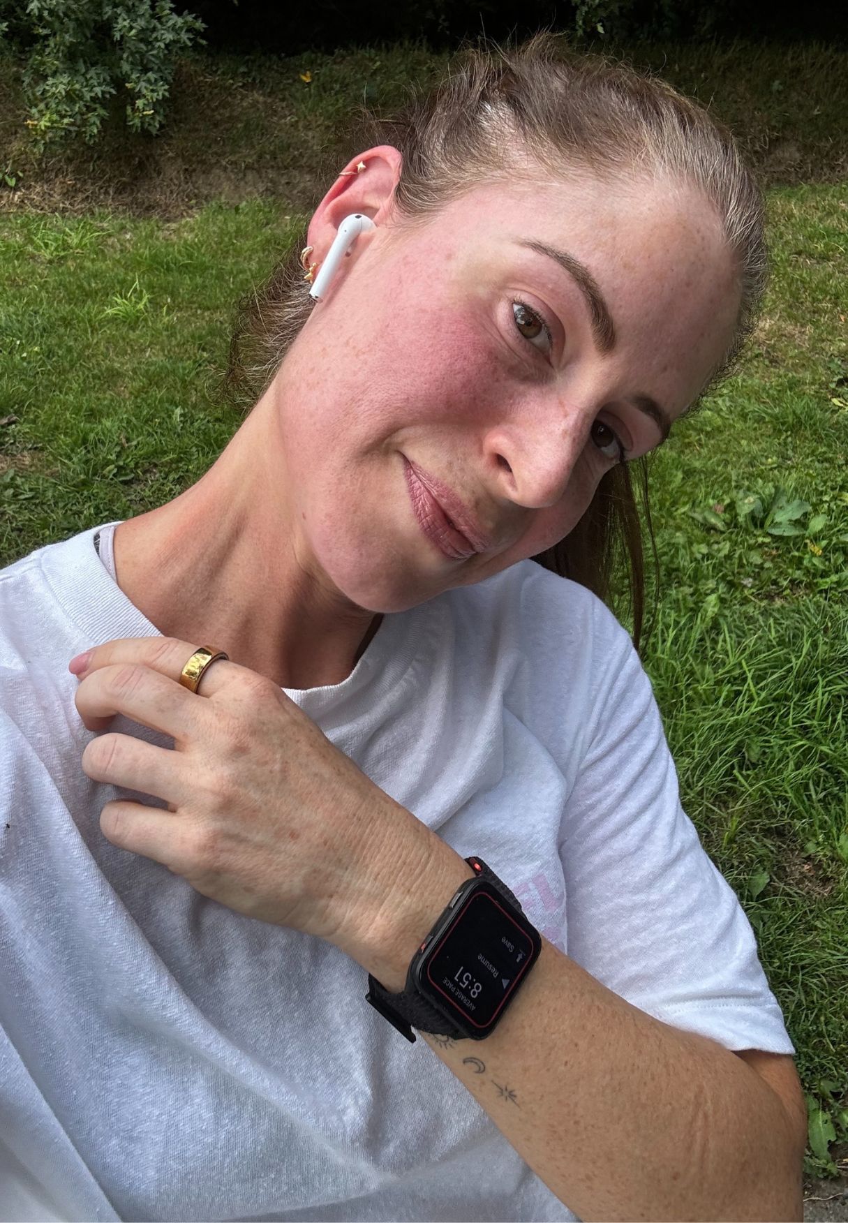 Anna on a 5km run, testing her Garmin Venu X1