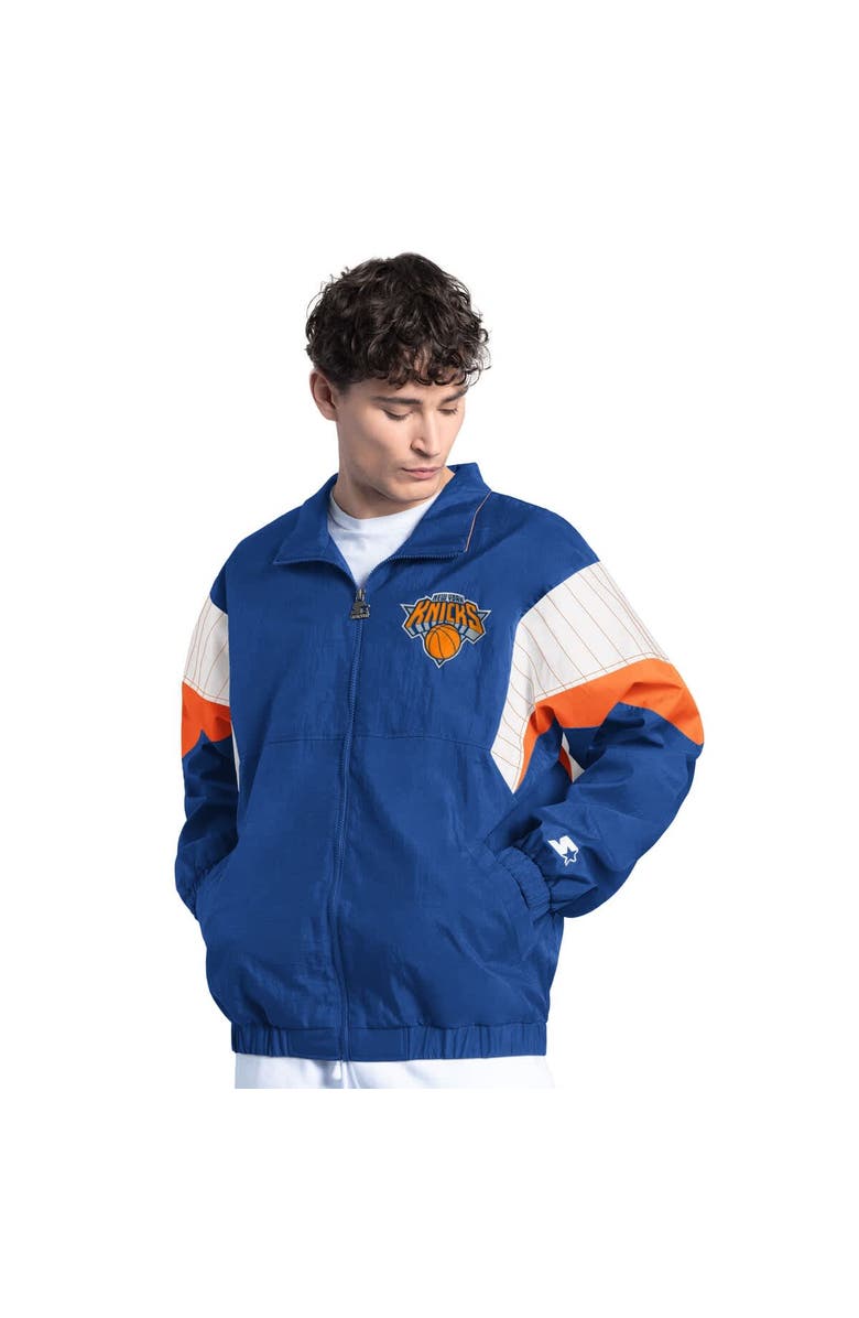 Men's Starter Blue New York Knicks Yard Line Full-Zip Jacket