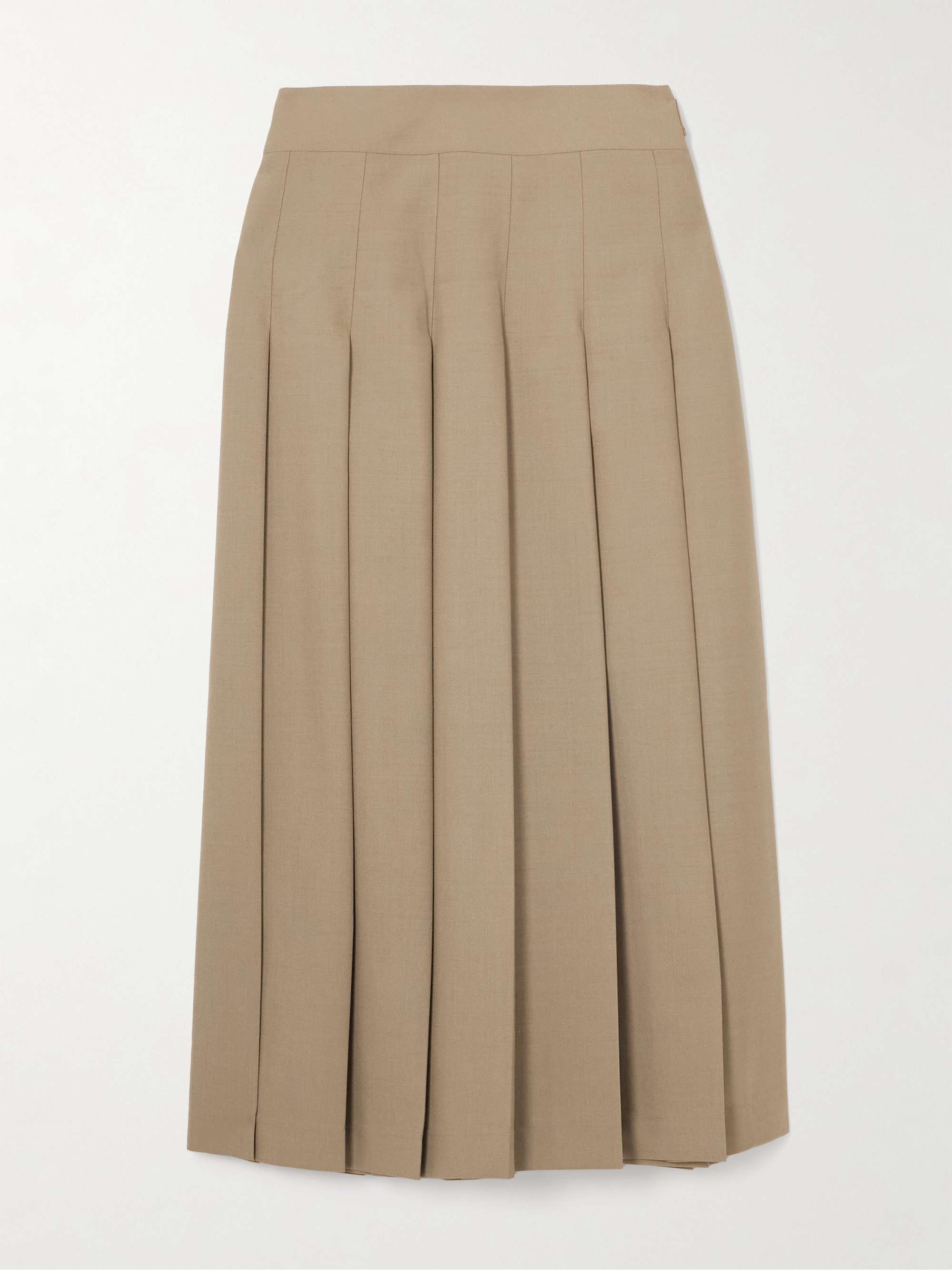 Pleated Wool-Blend Midi Wrap Skirt