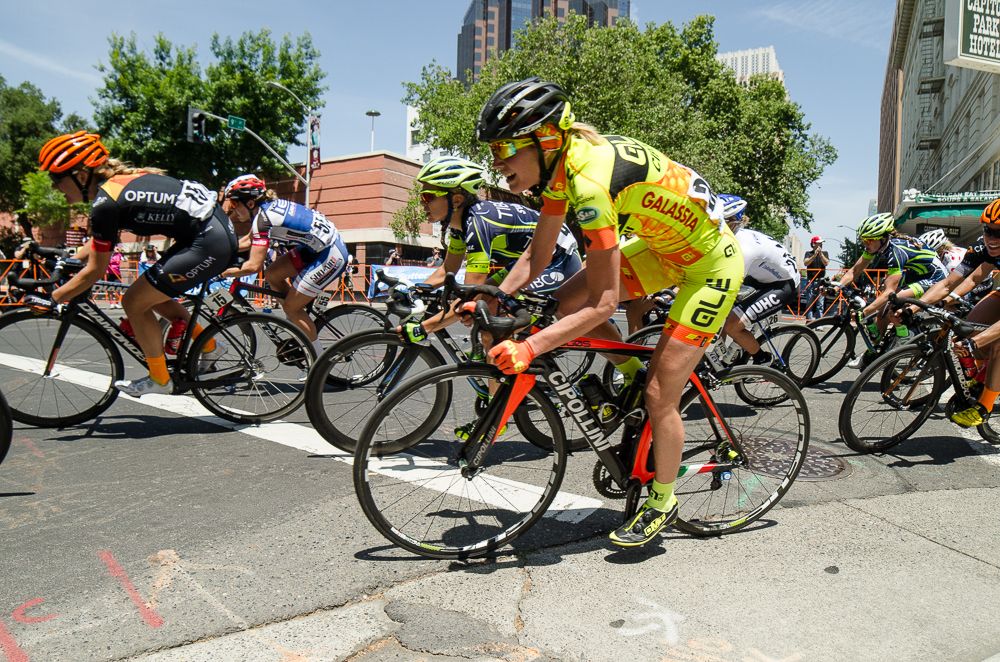 Riders take a tight corner long todays course