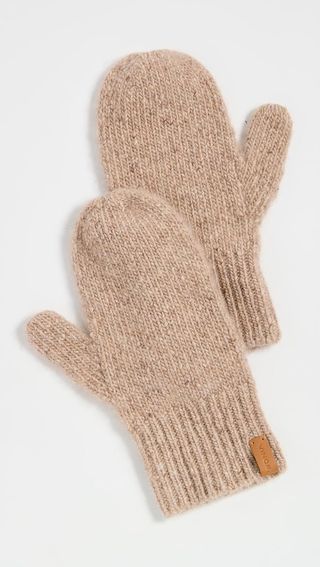 Vince Women's Cashmere Donegal Mittens, Camel, Tan, One Size