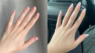 Side-by-side comparison of BIAB vs acrylic nails