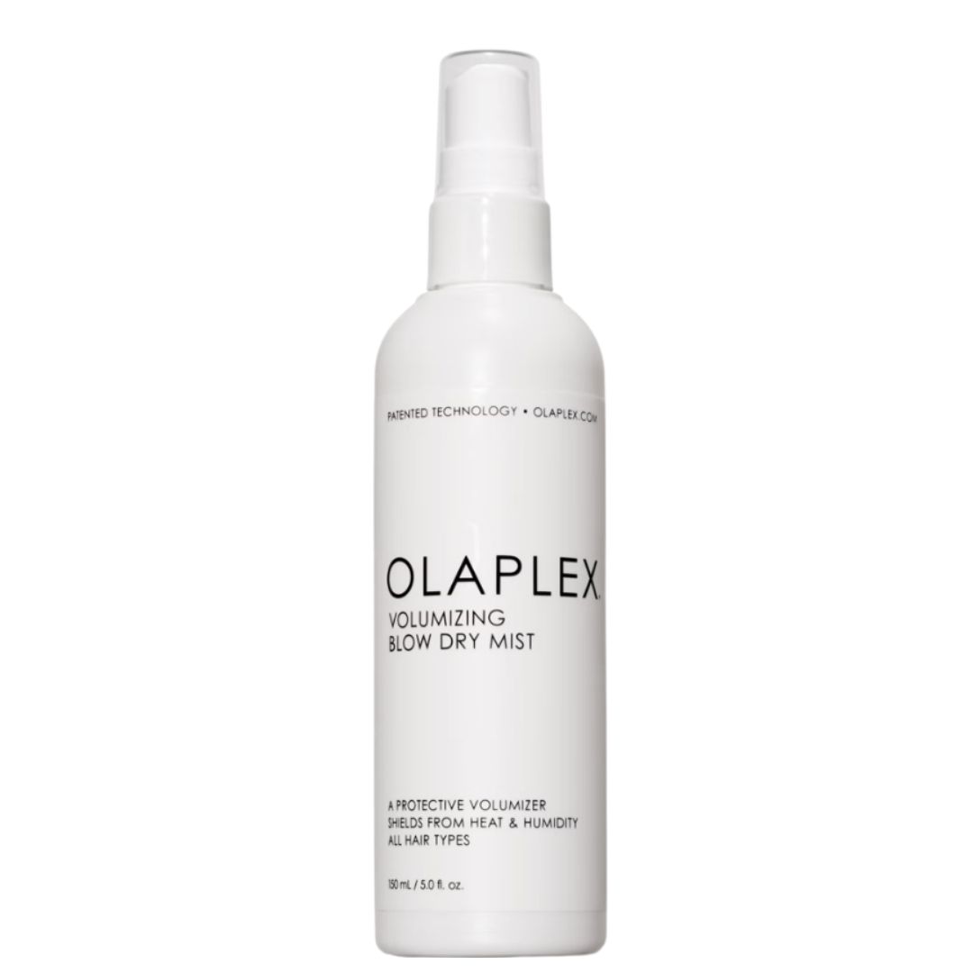 A product shot of the Olaplex Volumising Blow Dry Mist, on a white background