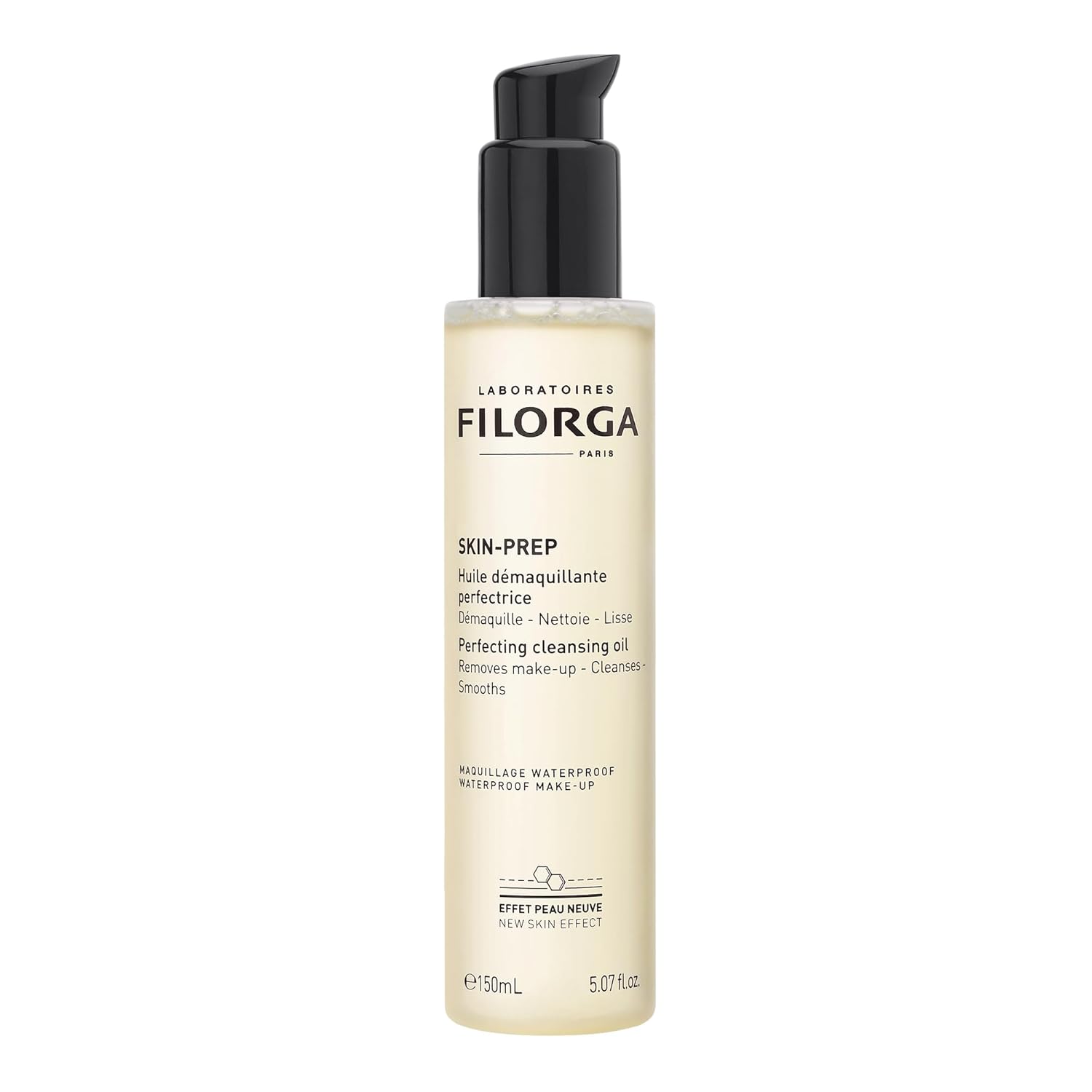 Filorga Skin-Prep Cleansing Oil Makeup Remover With Omega-6 Fatty Acids and Papain Enzymes to Remove Makeup and Deeply Cleanse Skin, 5.07 Fl. Oz.