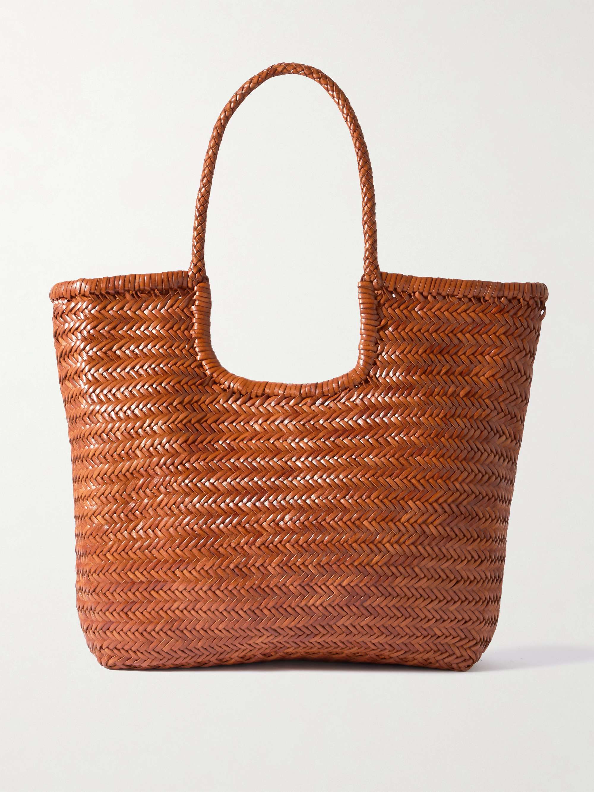 NS Diagonal Triple Jump Knit Leather Tote