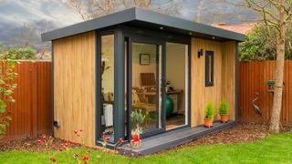 small garden office with flat roof
