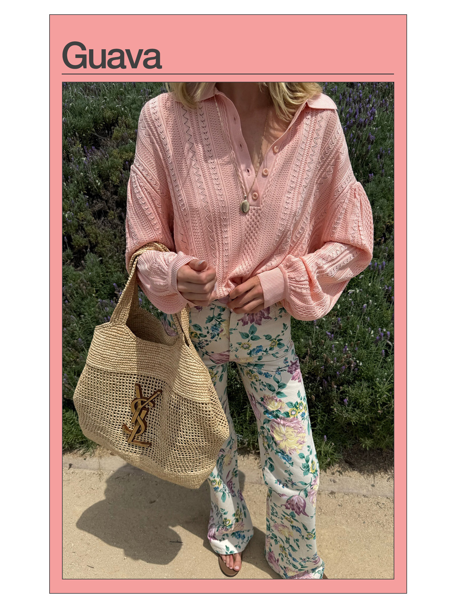 Elsa Hosk wearing a pale pink sweater