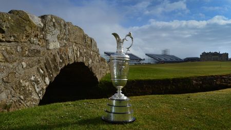 The Claret Jug by the Swilcan Bridge at St Andrews 