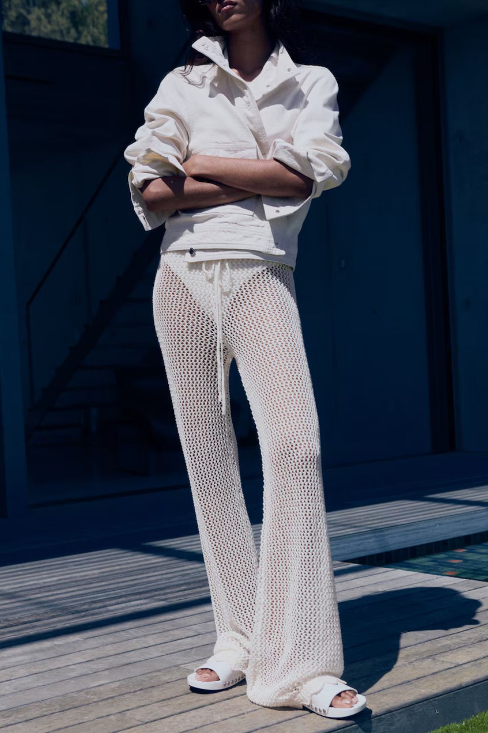 Mango Crochet Flared Trousers