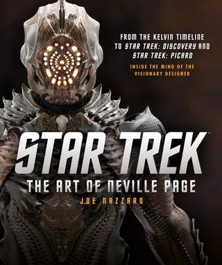 an alien with a face full of holes above the words "Star Trek: The Art of Neville Page"