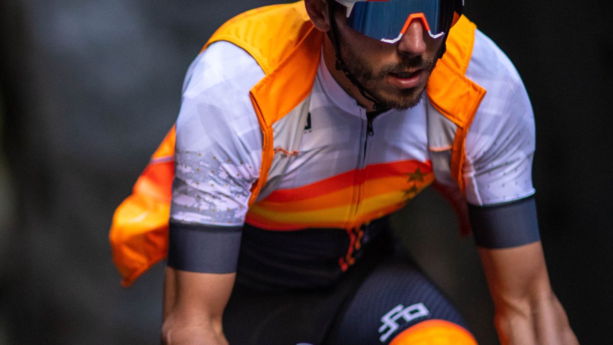 The vest, jerseys and bib shorts are available in two different colourways