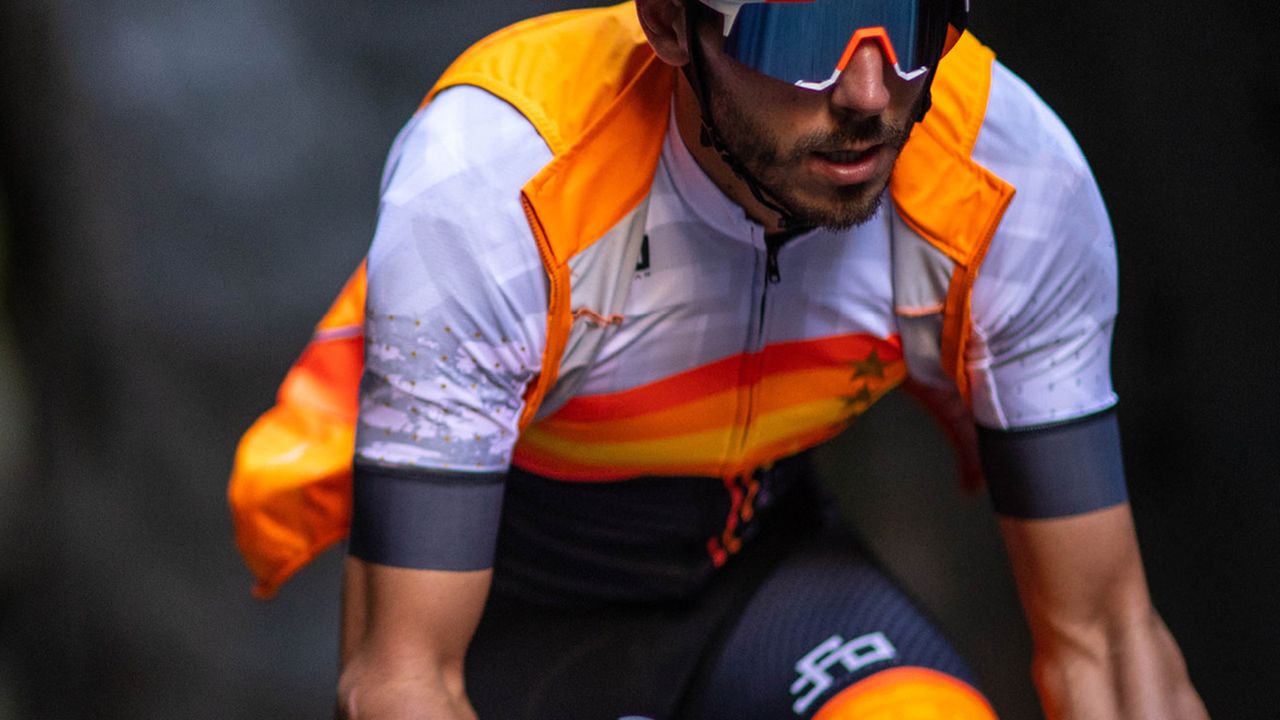 The vest, jerseys and bib shorts are available in two different colourways