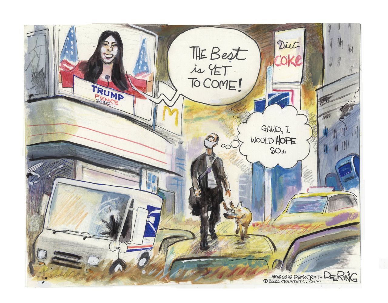 Political Cartoon U.S. 2020 RNC dystopia I Am Legend