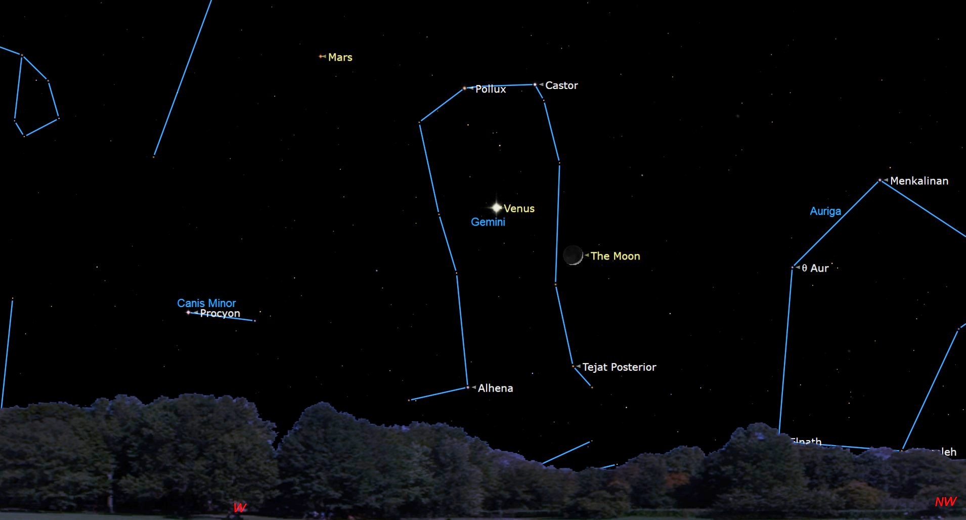 Watch the moon, Venus and Mars engage in a celestial dance next week