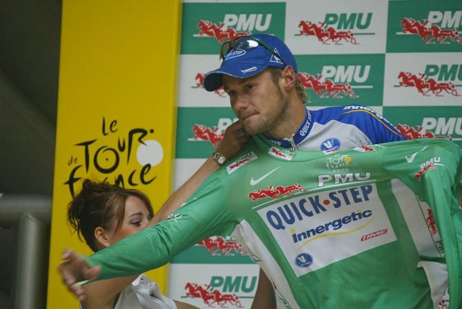 Tom Boonen wore the green jersey in 2005, but wouldn't take it home until two years later
