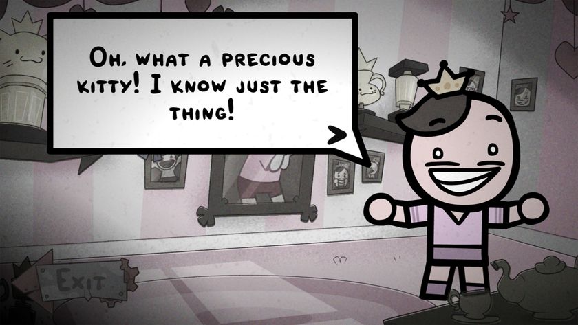 Mewgenics Fancy Bow: Dialogue with Tink in his house, saying: "Oh, what a precious kitty! I know just the thing!".